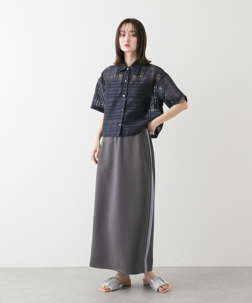 SENSE OF PLACE by URBAN RESEARCH（センスオブプレイスバイアーバンリサーチ）の「シアーチェッククロップドシャツ（シャツ/ブラウス・レディース・ネイビー/ピンク/オフホワイト・ONE）」の7枚目の写真