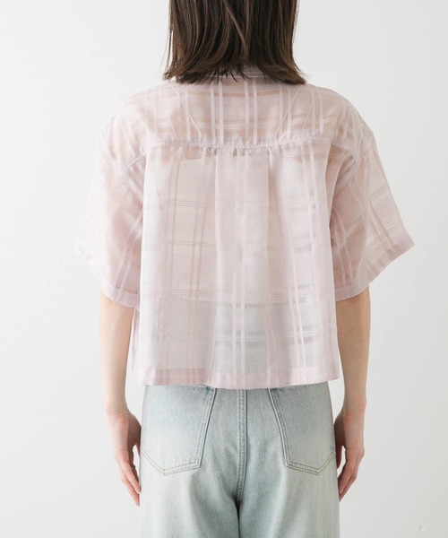 SENSE OF PLACE by URBAN RESEARCH（センスオブプレイスバイアーバンリサーチ）の「シアーチェッククロップドシャツ（シャツ/ブラウス・レディース・ネイビー/ピンク/オフホワイト・ONE）」の11枚目の写真