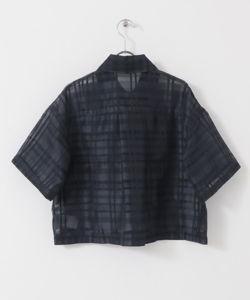 SENSE OF PLACE by URBAN RESEARCH（センスオブプレイスバイアーバンリサーチ）の「シアーチェッククロップドシャツ（シャツ/ブラウス・レディース・ネイビー/ピンク/オフホワイト・ONE）」の17枚目の写真