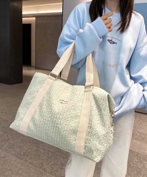 Miniministore(ミニミニストア)の「ボストンバッグ 大容量トラベルバッグ旅行(ボストンバッグ・レディース・ラベンダー/ミント/ブラック/ライトブルー/ライトピンク/オフホワイト・FREE)」の4枚目の写真