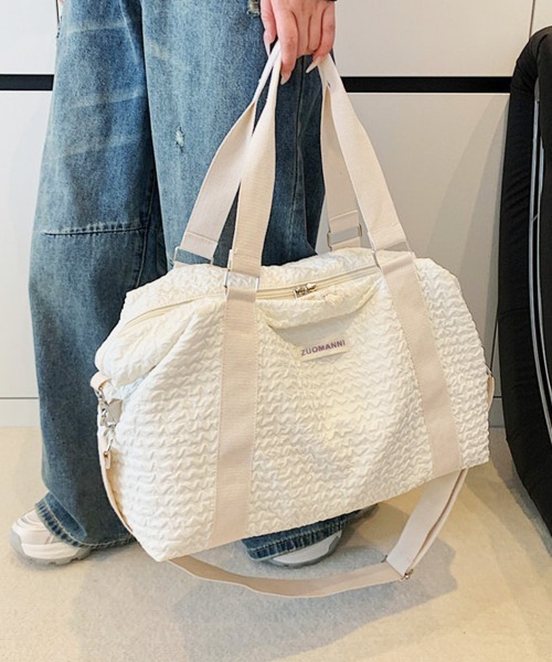 Miniministore(ミニミニストア)の「ボストンバッグ 大容量トラベルバッグ旅行(ボストンバッグ・レディース・ラベンダー/ミント/ブラック/ライトブルー/ライトピンク/オフホワイト・FREE)」の11枚目の写真