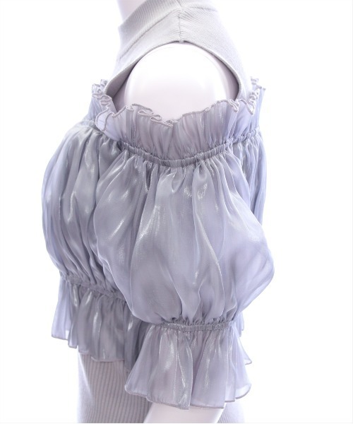 clear（クリア）の「布帛ドッキングオフショルニットトップス[着回し抜群 大人 上品 フェミニン 夏ニット]≪2025SS新作≫（ニット/セーター・レディース・ブラック/ピンク/グレー・F）」の14枚目の写真