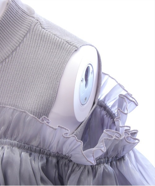 clear（クリア）の「布帛ドッキングオフショルニットトップス[着回し抜群 大人 上品 フェミニン 夏ニット]≪2025SS新作≫（ニット/セーター・レディース・ブラック/ピンク/グレー・F）」の18枚目の写真