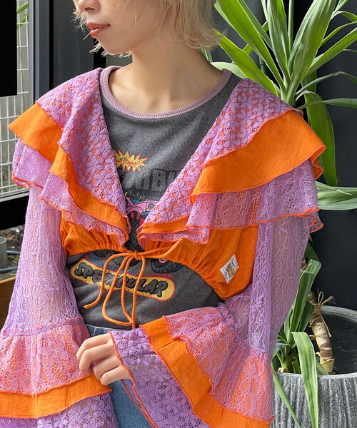 ブラウス シャツ 「HELLO.SANFRANCISCO/ハローサンフランシスコ」indiaパッチワークカラーレース2WAYボレロブラウス レディース HELLO.SANFRANCISCO ブラウス シャツ 「HELLO.SANFRANCISCO