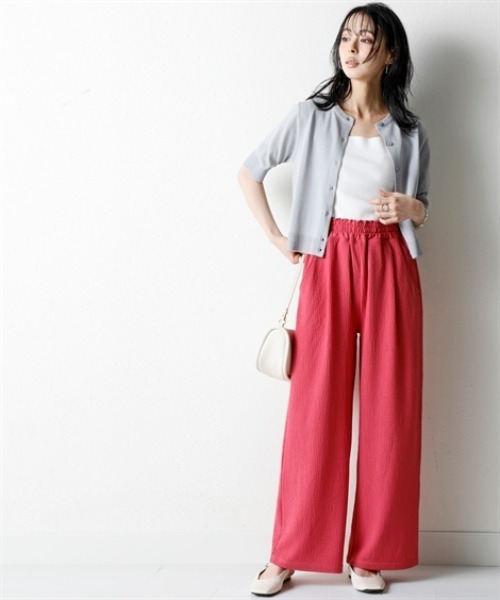 nissen（ニッセン）の「【アイスクリーンプレミアム】クルーネック5分袖ニットカーディガン（持続冷感・接触冷感・毛玉になりにくい・UVカット・洗濯機で洗える・遮熱）＜大きいサイズ有＞（カーディガン/ボレロ・レディース・グリーン/杢グレー/オフホワイト/ブルー/ブラック・S/M/L/LL/3L）」の11枚目の写真