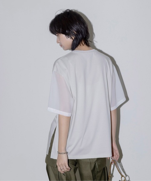 モノクロフォトptシアー袖Tシャツ（Tシャツ/カットソー）｜Eimee