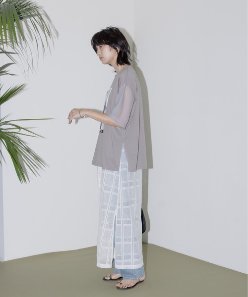 モノクロフォトptシアー袖Tシャツ（Tシャツ/カットソー）｜Eimee