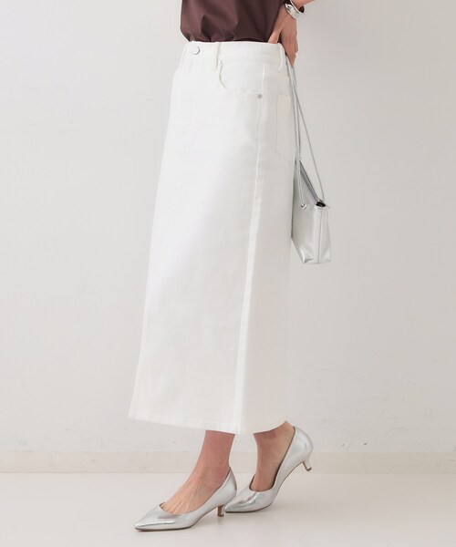 OPAQUE.CLIP（オペークドットクリップ）の「デニムナロースカート【洗濯機洗い可】（デニムスカート・レディース・ホワイト/ライトブルー・38/40/42）」の3枚目の写真