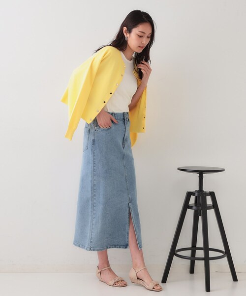 OPAQUE.CLIP（オペークドットクリップ）の「デニムナロースカート【洗濯機洗い可】（デニムスカート・レディース・ホワイト/ライトブルー・38/40/42）」の8枚目の写真