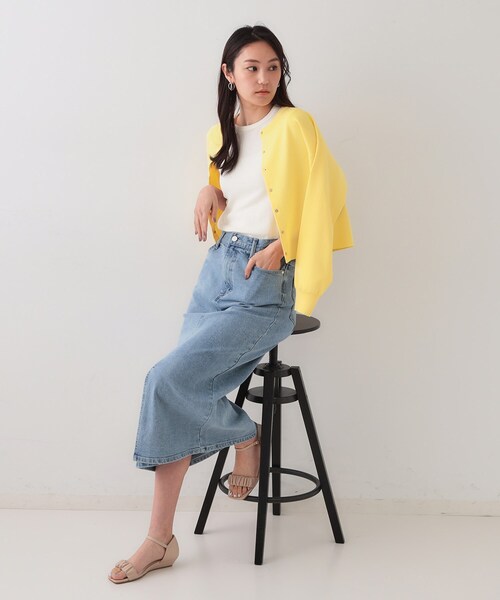 OPAQUE.CLIP（オペークドットクリップ）の「デニムナロースカート【洗濯機洗い可】（デニムスカート・レディース・ホワイト/ライトブルー・38/40/42）」の9枚目の写真