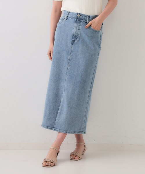 OPAQUE.CLIP（オペークドットクリップ）の「デニムナロースカート【洗濯機洗い可】（デニムスカート・レディース・ホワイト/ライトブルー・38/40/42）」の11枚目の写真