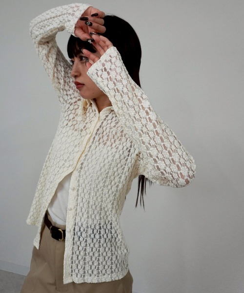 gossara(ゴサラ)の「カットレース襟付きCD(カーディガン/ボレロ・レディース・アイボリー/ブラウン/ブラック・FREE)」の14枚目の写真