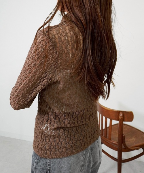 gossara(ゴサラ)の「カットレース襟付きCD(カーディガン/ボレロ・レディース・アイボリー/ブラウン/ブラック・FREE)」の9枚目の写真