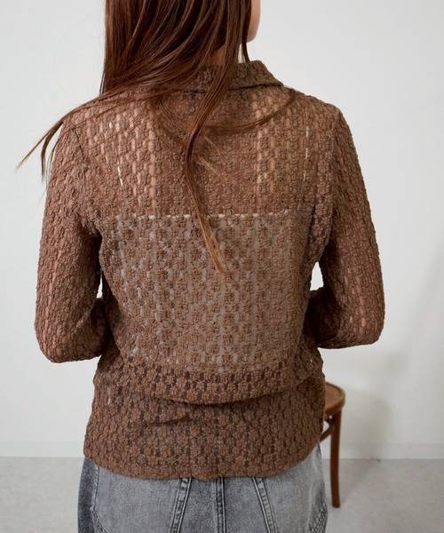 gossara(ゴサラ)の「カットレース襟付きCD(カーディガン/ボレロ・レディース・アイボリー/ブラウン/ブラック・FREE)」の8枚目の写真