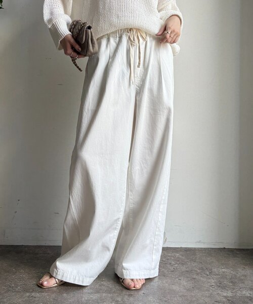 DouDou（ドゥドゥ）の「【新色追加】デニムワイドイージーパンツ（デニムパンツ・レディース・ブルー/ブラック/ベージュ/インディゴブルー/ブラウン/ライトベージュ/ホワイト/ピンク・38/36）」の2枚目の写真