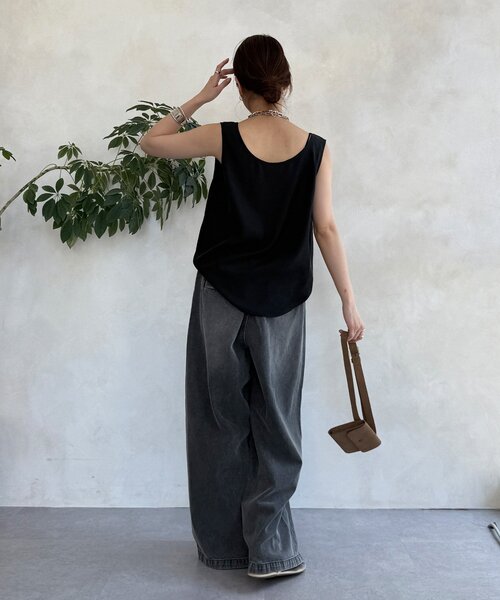 DouDou（ドゥドゥ）の「【新色追加】デニムワイドイージーパンツ（デニムパンツ・レディース・ブルー/ブラック/ベージュ/インディゴブルー/ブラウン/ライトベージュ/ホワイト/ピンク・38/36）」の19枚目の写真