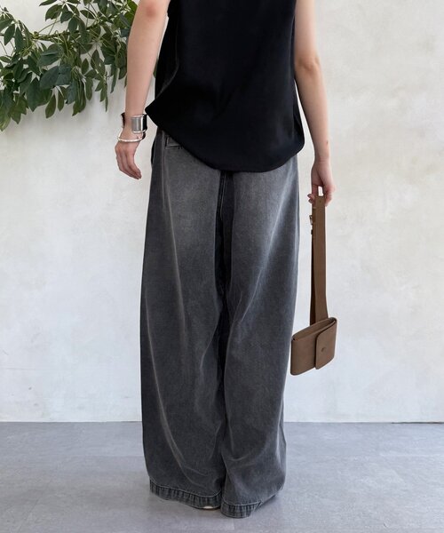 DouDou（ドゥドゥ）の「【新色追加】デニムワイドイージーパンツ（デニムパンツ・レディース・ブルー/ブラック/ベージュ/インディゴブルー/ブラウン/ライトベージュ/ホワイト/ピンク・38/36）」の20枚目の写真