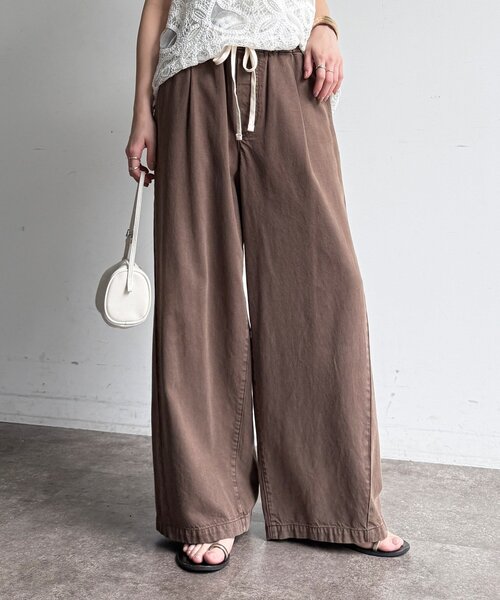 DouDou（ドゥドゥ）の「デニムワイドイージーパンツ（デニムパンツ・レディース・ブルー/ブラック/ベージュ/インディゴブルー/ブラウン/ライトベージュ/ホワイト/ピンク・38/36）」の9枚目の写真