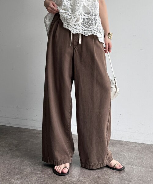 DouDou（ドゥドゥ）の「デニムワイドイージーパンツ（デニムパンツ・レディース・ブルー/ブラック/ベージュ/インディゴブルー/ブラウン/ライトベージュ/ホワイト/ピンク・38/36）」の10枚目の写真