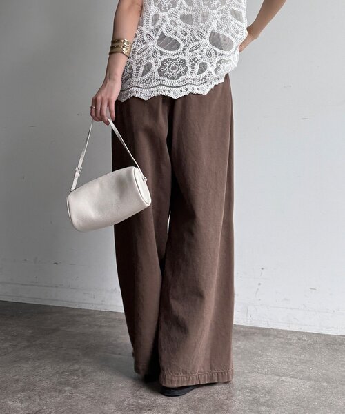 DouDou（ドゥドゥ）の「デニムワイドイージーパンツ（デニムパンツ・レディース・ブルー/ブラック/ベージュ/インディゴブルー/ブラウン/ライトベージュ/ホワイト/ピンク・38/36）」の15枚目の写真