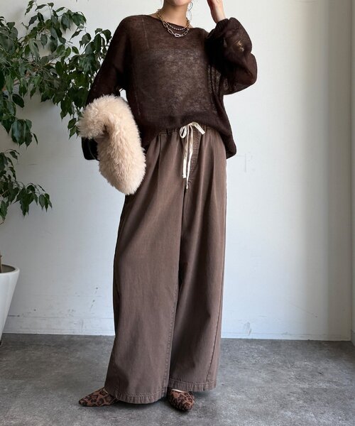 DouDou（ドゥドゥ）の「デニムワイドイージーパンツ（デニムパンツ・レディース・ブルー/ブラック/ベージュ/インディゴブルー/ブラウン/ライトベージュ/ホワイト/ピンク・38/36）」の16枚目の写真