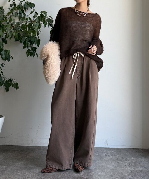 DouDou（ドゥドゥ）の「デニムワイドイージーパンツ（デニムパンツ・レディース・ブルー/ブラック/ベージュ/インディゴブルー/ブラウン/ライトベージュ/ホワイト/ピンク・38/36）」の17枚目の写真