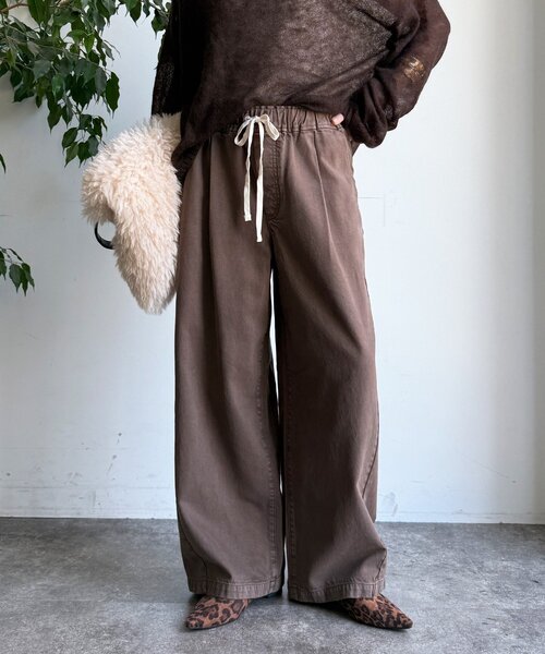 DouDou（ドゥドゥ）の「デニムワイドイージーパンツ（デニムパンツ・レディース・ブルー/ブラック/ベージュ/インディゴブルー/ブラウン/ライトベージュ/ホワイト/ピンク・38/36）」の18枚目の写真