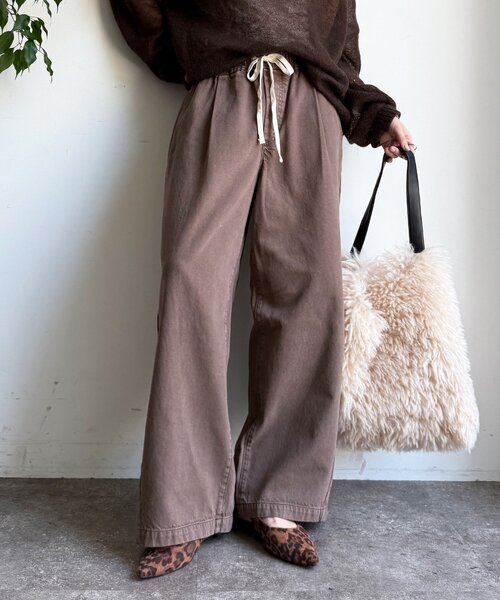 DouDou（ドゥドゥ）の「デニムワイドイージーパンツ（デニムパンツ・レディース・ブルー/ブラック/ベージュ/インディゴブルー/ブラウン/ライトベージュ/ホワイト/ピンク・38/36）」の19枚目の写真