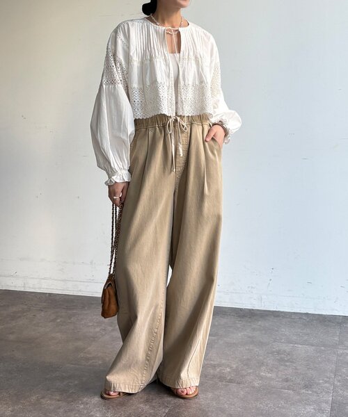 DouDou（ドゥドゥ）の「デニムワイドイージーパンツ（デニムパンツ・レディース・ブルー/ブラック/ベージュ/インディゴブルー/ブラウン/ライトベージュ/ホワイト/ピンク・38/36）」の22枚目の写真