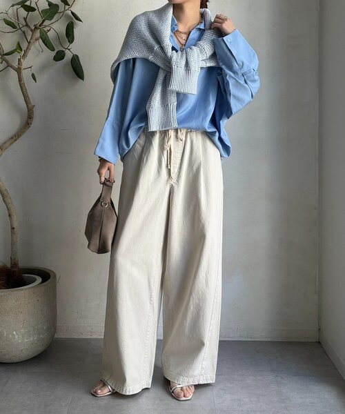 新色追加】デニムワイドイージーパンツ（デニムパンツ）｜DouDou