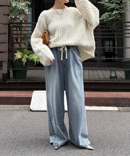 1回着用美品25年デニムワイドイージーパンツDOUDOUドゥドゥ36ブルー 1回着用美品25年デニムワイドイージーパンツDOUDOUドゥドゥ36