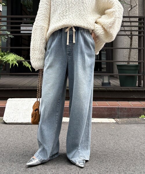 新色追加】デニムワイドイージーパンツ（デニムパンツ）｜DouDou
