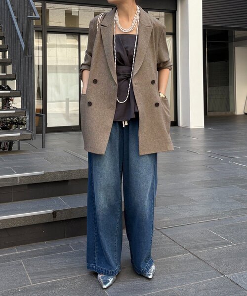 DouDou（ドゥドゥ）の「【新色追加】デニムワイドイージーパンツ