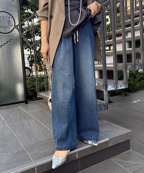 DouDou（ドゥドゥ）の「【新色追加】デニムワイドイージーパンツ