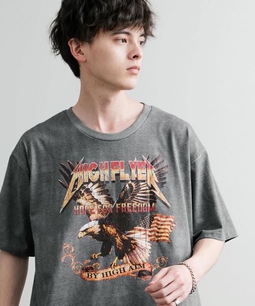 Rocky Monroe(ロッキーモンロー)の「ピグメントライクグラフィックプリント半袖クルーネックTシャツ(Tシャツ/カットソー・メンズ・F/E/A/D/C/B・M/LL/L)」の2枚目の写真