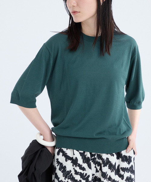 IENA イエナ リリヤーンコットンVネックプルオーバー ニット 未使用品 サイズ:F  グリーン  レディース 2022年 トップス IENA(イエナ)の「コットンストレッチ コクーンVネックプル