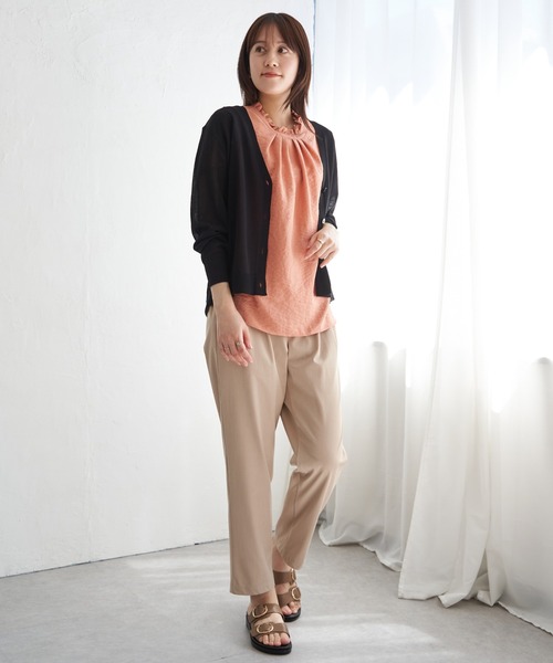 ikka（イッカ）の「【洗濯機で洗える／接触冷感】針抜きシアーニットカーディガン【UVカット】（カーディガン/ボレロ・レディース・ブラック/オフホワイト/ブルー/ライトグレー・M/L/S）」の14枚目の写真