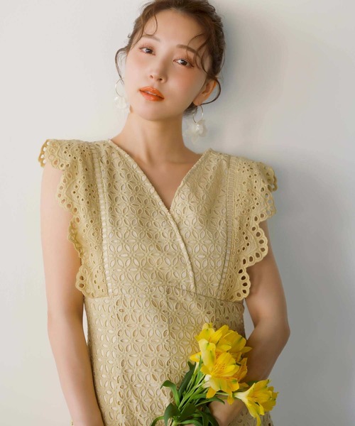 Noela ワンピース レースシャツワンピース コットン レース ワンピース