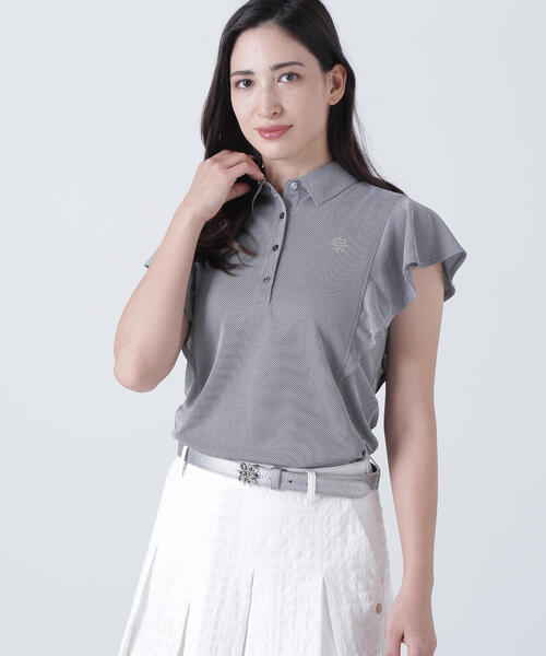 新作　St ANDREWS. フリル袖ポロシャツ St ANDREWS】カチオンレトロバーズアイ鹿の子フリル半袖シャツ