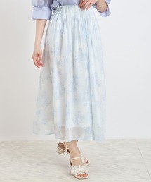 楊柳花柄シアースカート