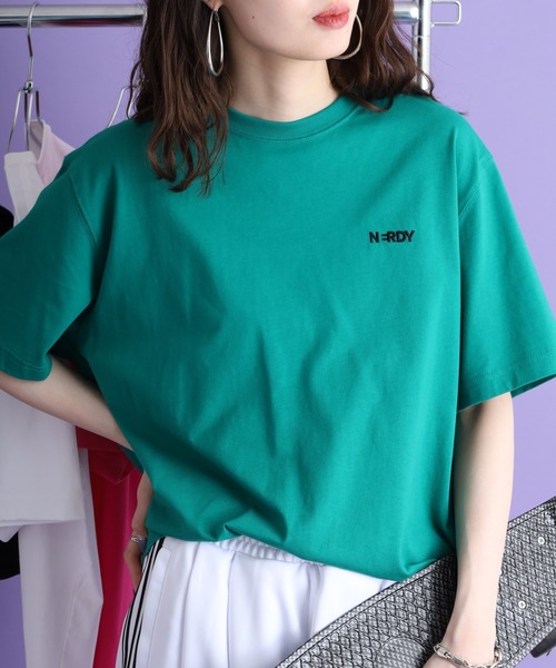 NERDY（ノルディ）の「ブレンクスモールロゴ Tシャツ（Tシャツ/カットソー・メンズ・ブラック/グリーン系1/ネイビー/グリーン/ホワイト/オレンジ/ブルー・M/S/L）」の4枚目の写真