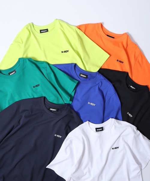 NERDY（ノルディ）の「ブレンクスモールロゴ Tシャツ（Tシャツ/カットソー・メンズ・ブラック/グリーン系1/ネイビー/グリーン/ホワイト/オレンジ/ブルー・M/S/L）」の10枚目の写真