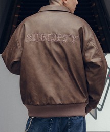 Faux leather varsity jkt