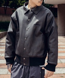 Subciety(TuTGeB)Faux leather varsity jkt(̑AE^[)