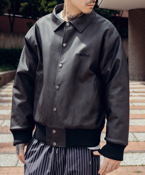 Subciety（サブサエティ）の「Faux leather varsity jkt（その他アウター・メンズ・ブラウン/ブラック・X-LARGE/LARGE/MEDIUM/SMALL）」の2枚目の写真