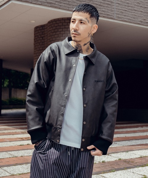 Subciety（サブサエティ）の「Faux leather varsity jkt（その他アウター・メンズ・ブラウン/ブラック・X-LARGE/LARGE/MEDIUM/SMALL）」の7枚目の写真