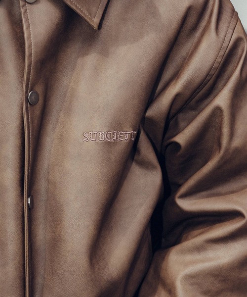 Subciety（サブサエティ）の「Faux leather varsity jkt（その他アウター・メンズ・ブラウン/ブラック・X-LARGE/LARGE/MEDIUM/SMALL）」の3枚目の写真