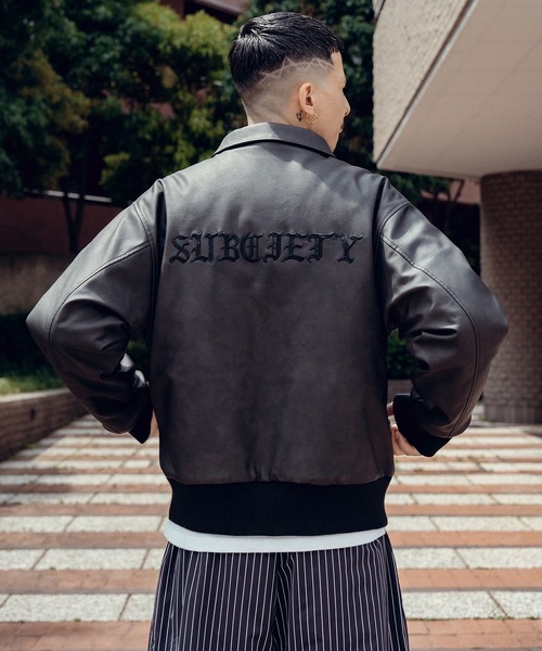 Subciety（サブサエティ）の「Faux leather varsity jkt（その他アウター・メンズ・ブラウン/ブラック・X-LARGE/LARGE/MEDIUM/SMALL）」の9枚目の写真