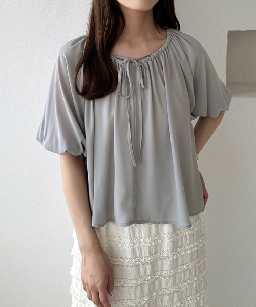 apres jour clair(アプレジュールクレア)の「【apres jour clair】2wayバルーン袖ブラウス(シャツ/ブラウス・レディース・グレー/ピンクベージュ/アイボリー・フリー/X-LARGE)」の3枚目の写真