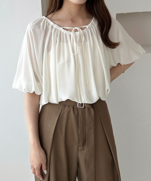 apres jour clair(アプレジュールクレア)の「【apres jour clair】2wayバルーン袖ブラウス(シャツ/ブラウス・レディース・グレー/ピンクベージュ/アイボリー・フリー/X-LARGE)」の9枚目の写真